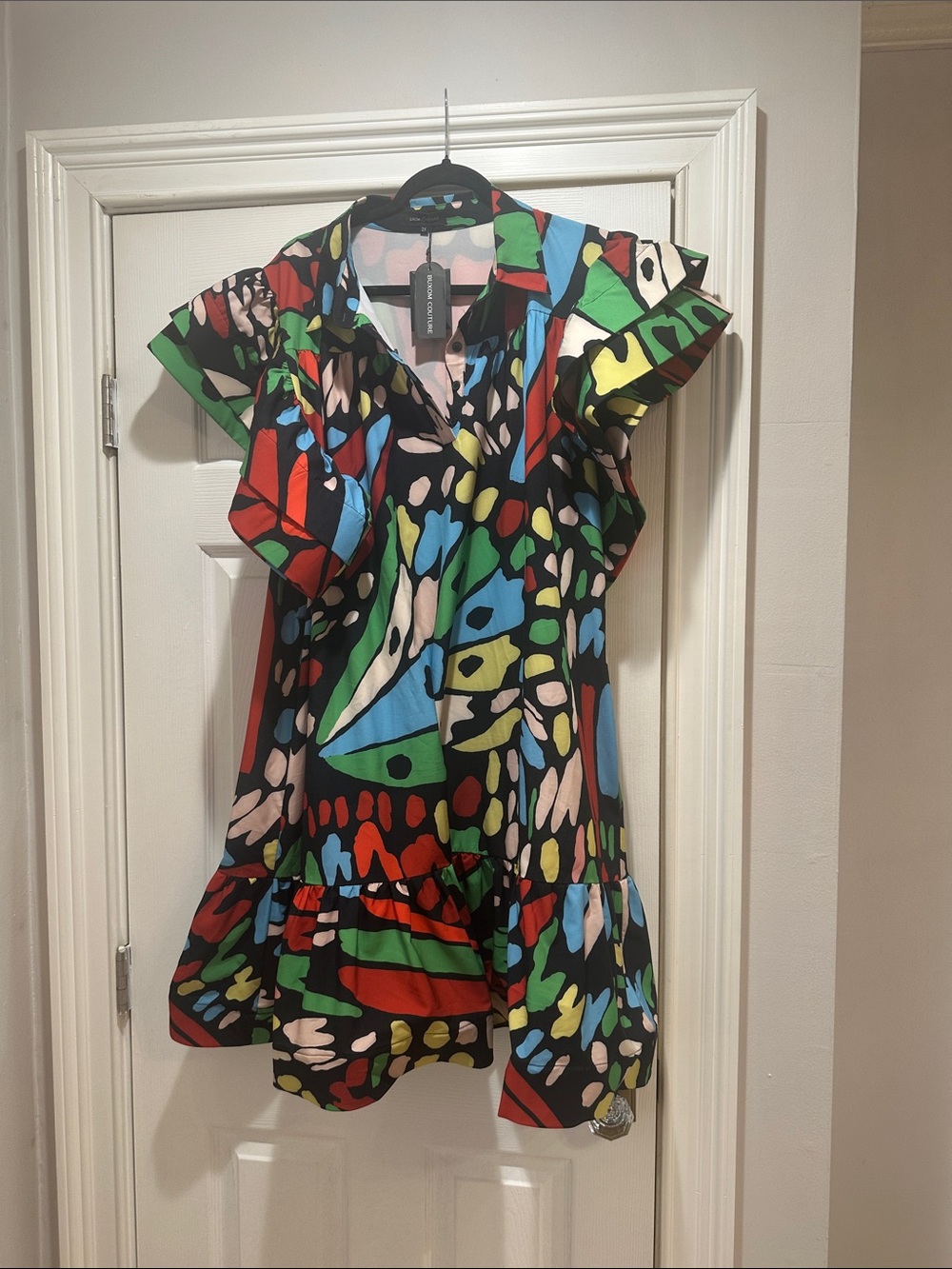 Colorful Abstract Print Short Sleeve Dress